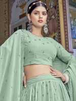 Pista Green Georgette Lehenga Choli